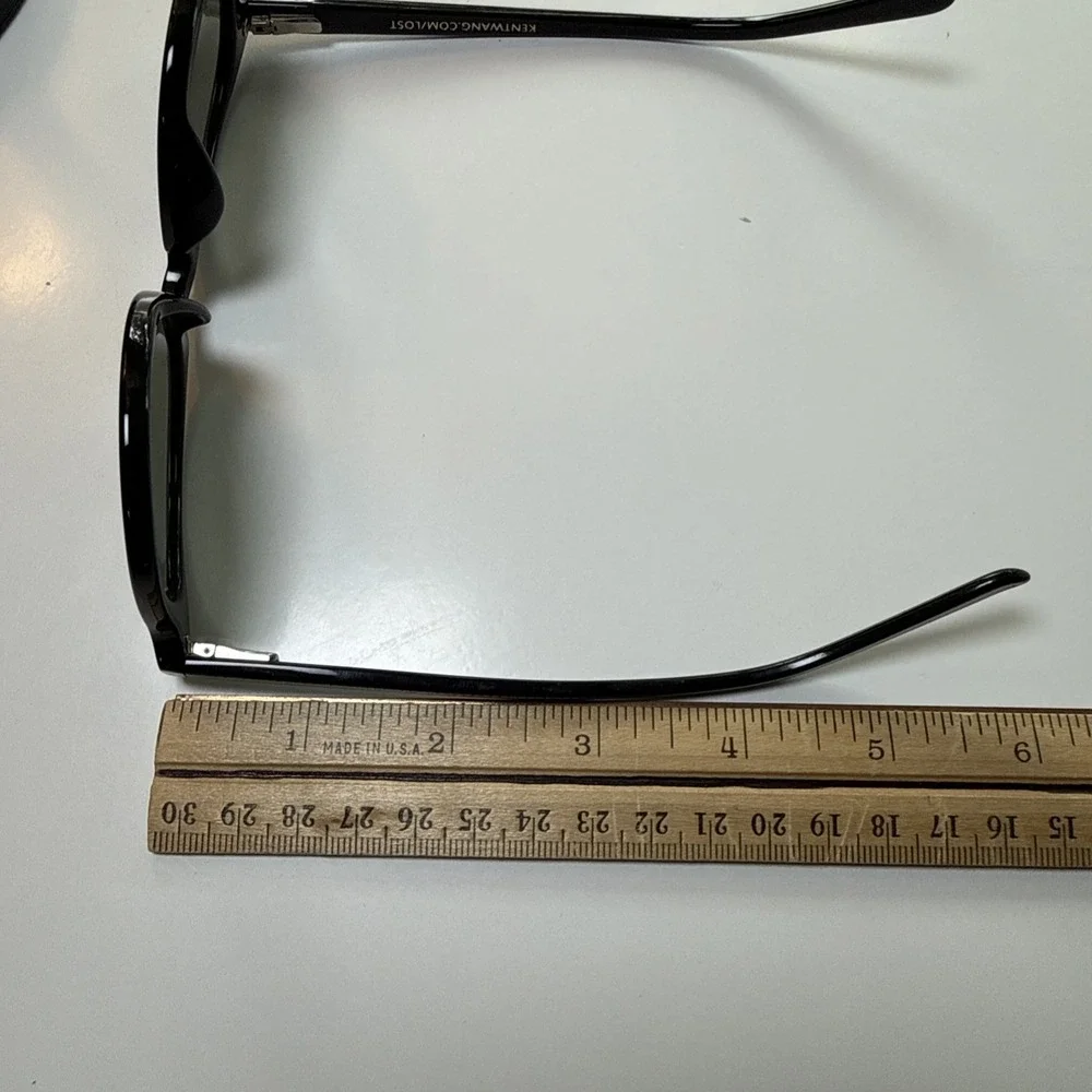 Kent Wang LOST Black Acetate Sunglasses 50mm Green Lenses Unisex Classic